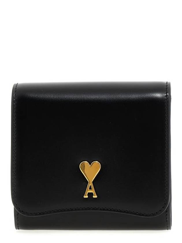 Heart Logo Flap Card Wallet Black - AMI - BALAAN 1