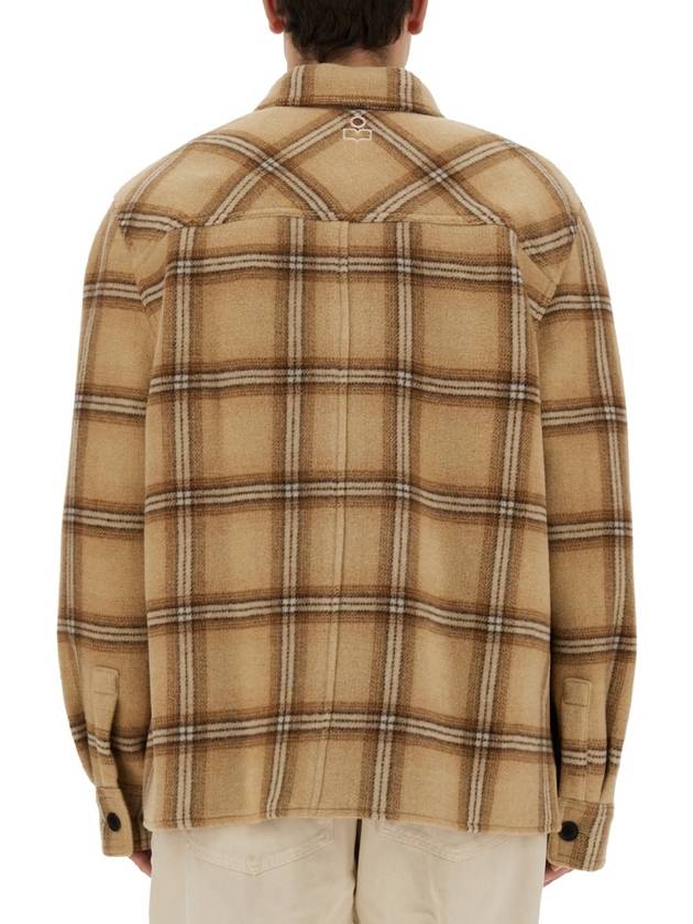 Kervon Check Wool Shirt Jacket Camel - ISABEL MARANT - BALAAN 4