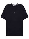 Logo Print Short Sleeve T-Shirt Black - STONE ISLAND - BALAAN 3