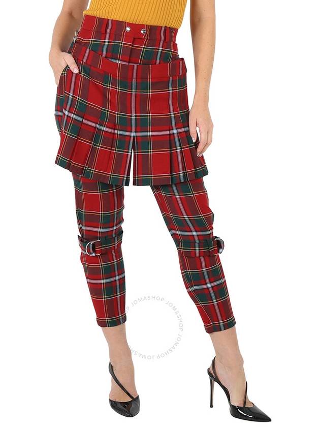 Burberry Ladies Bright Red Royal Tartan Punk Trousers, Brand Size 6  (US Size 4) - BURBERRY - BALAAN 1