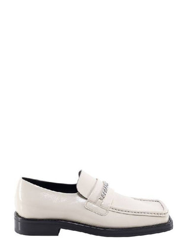 Chain Embellished Square Toe Leather Loafers White - MARTINE ROSE - BALAAN 1