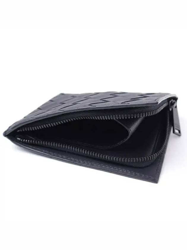 Intrecciato Zipper Around Men's Bicycle Wallet Black 608563VCPQ3 - BOTTEGA VENETA - BALAAN 4