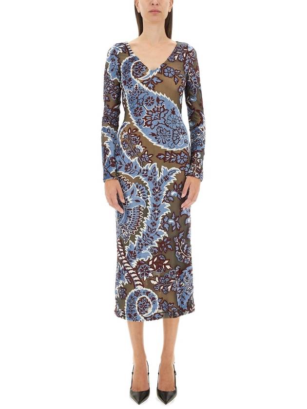 VELVET JACQUARD TULLE DRESS - ETRO - BALAAN 1