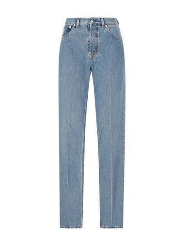 Cotton Back Logo Patch Straight Jeans Blue - GUCCI - BALAAN 1