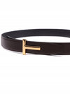 T Logo Reversible Leather Belt Chocolate - TOM FORD - BALAAN 6