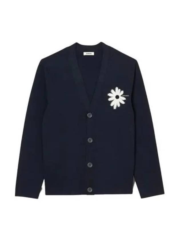 Floral Applique V-Neck Cardigan Navy - SANDRO - BALAAN 2