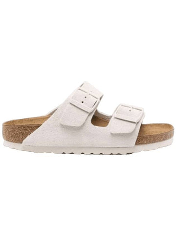 Arizona Suede Leather Slippers Antique White - BIRKENSTOCK - BALAAN 1