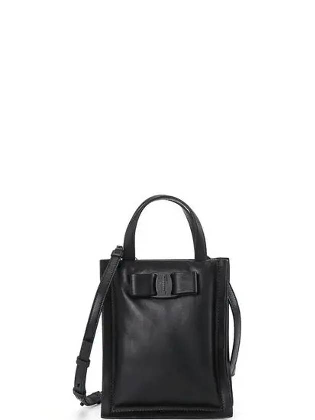 Viva Bow Mini Tote Bag Black - SALVATORE FERRAGAMO - BALAAN 2