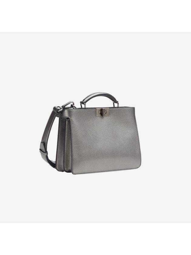 Peekaboo ISeeU Mini Leather Tote Bag Grey - FENDI - BALAAN 4