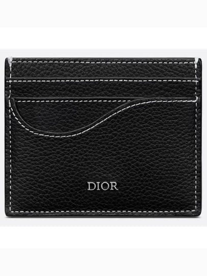 Saddle Grain Leather Card Wallet Black - DIOR - BALAAN 2