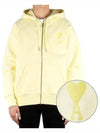 Heart Logo Patch Zip Up Hoodie Yellow - AMI - BALAAN 2