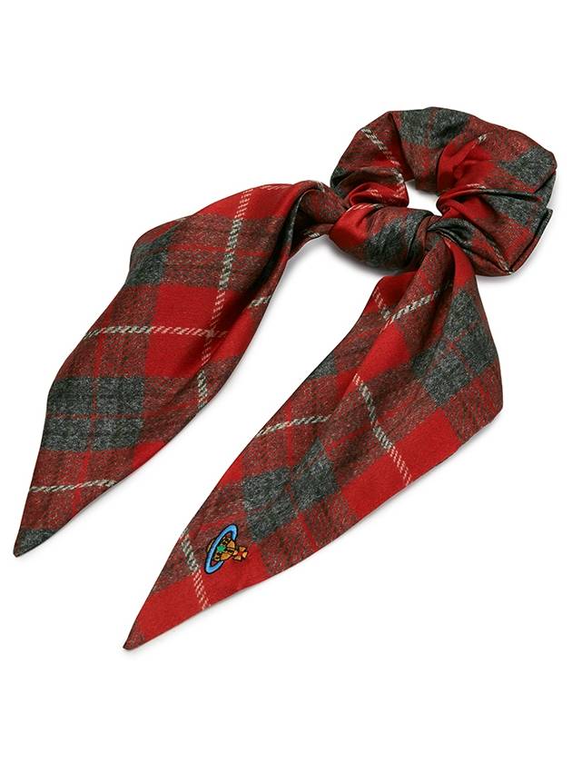 Women's Tartan Check Silk Scrunchy Red - VIVIENNE WESTWOOD - BALAAN 4