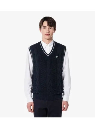 Men s Tipping Point Cable Vest Dark Navy - LACOSTE - BALAAN 1