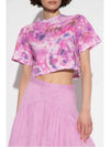 Zela Tie Dye Print Cropped Short Sleeve T-Shirt Pink - ISABEL MARANT - BALAAN 2