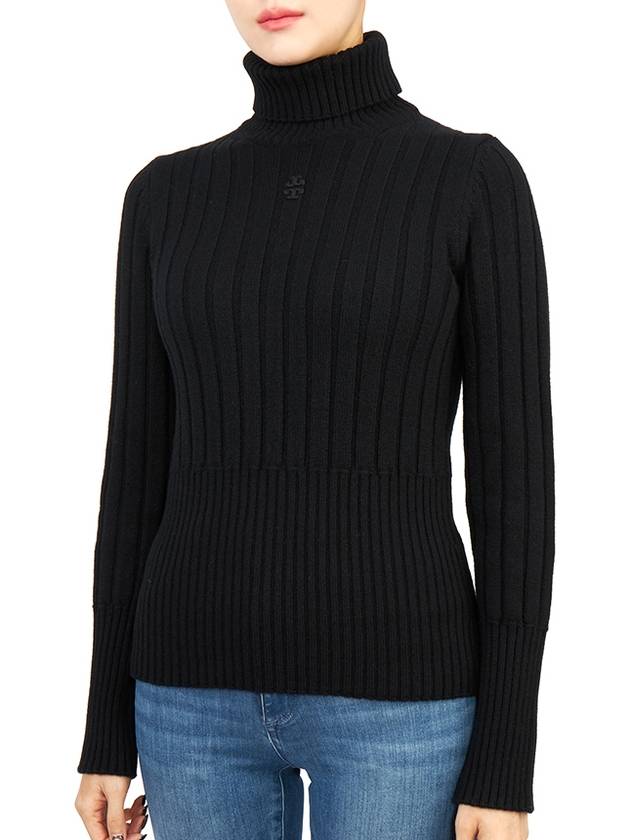 Ribbed Knit Turtleneck Black - TORY BURCH - BALAAN 3