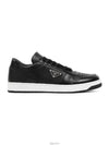 Downtown Triangle Logo Leather Low Top Sneakers Black - PRADA - BALAAN 2