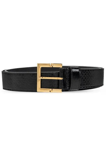 Snake Leather Belt Black - SAINT LAURENT - BALAAN 1