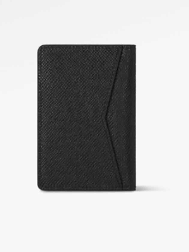 Pocket Organizer Taiga Leather Card Wallet Black - LOUIS VUITTON - BALAAN 5