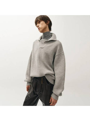 Overfit heavy polo knit gray - NOIRER - BALAAN 1