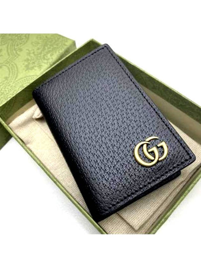 GG Marmont Leather Card Wallet Black - GUCCI - BALAAN 2