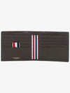 Pebble Grain Leather Half Wallet Dark Brown - THOM BROWNE - BALAAN 3