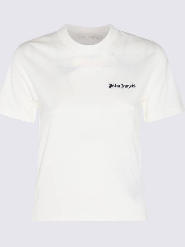 logo embroidered cotton T shirt PWAA044S24JER0010310 - PALM ANGELS - BALAAN 3