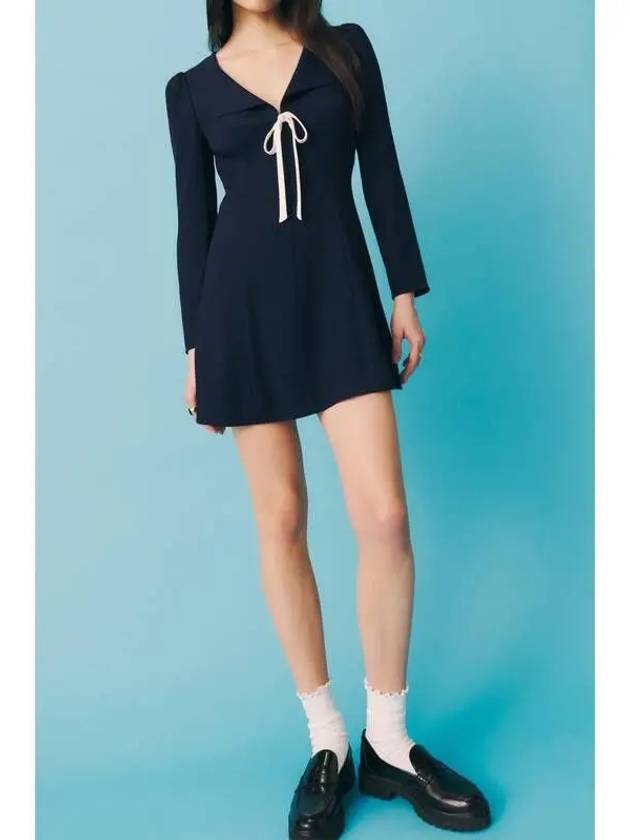 Big collar ribbon one piece Mavis Dress navy - REFORMATION - BALAAN 1