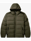 Seamless Logo Nylon Hooded Down Jacket Olive - STONE ISLAND - BALAAN 2