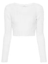 Ifrem Wool Cashmere Crop Knit Top White - MAX MARA - BALAAN 2