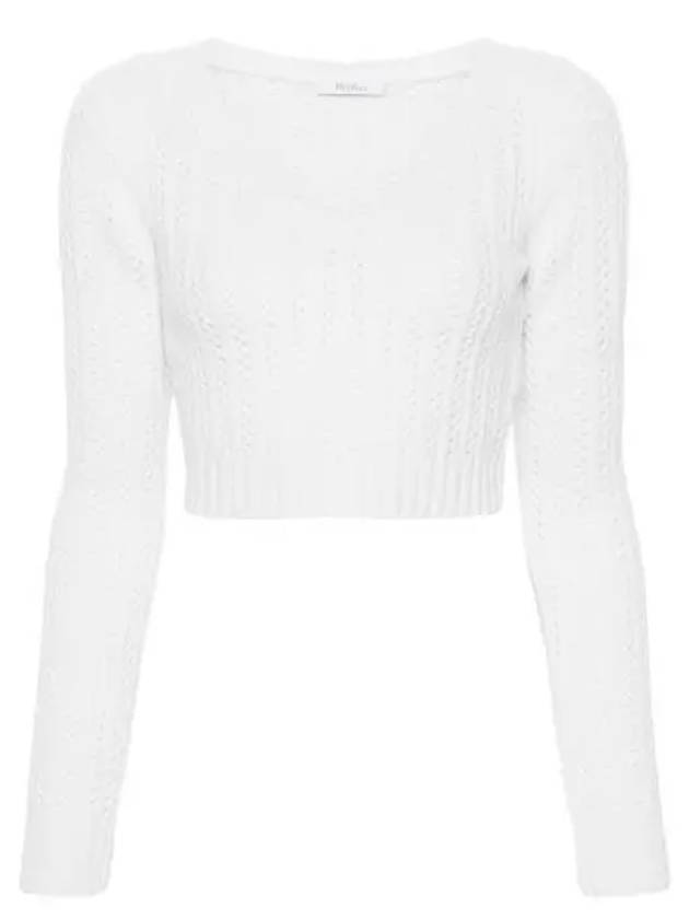 Ifrem Wool Cashmere Crop Knit Top White - MAX MARA - BALAAN 2