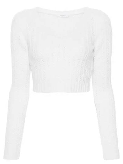 Ifrem Wool Cashmere Crop Knit Top White - MAX MARA - BALAAN 2