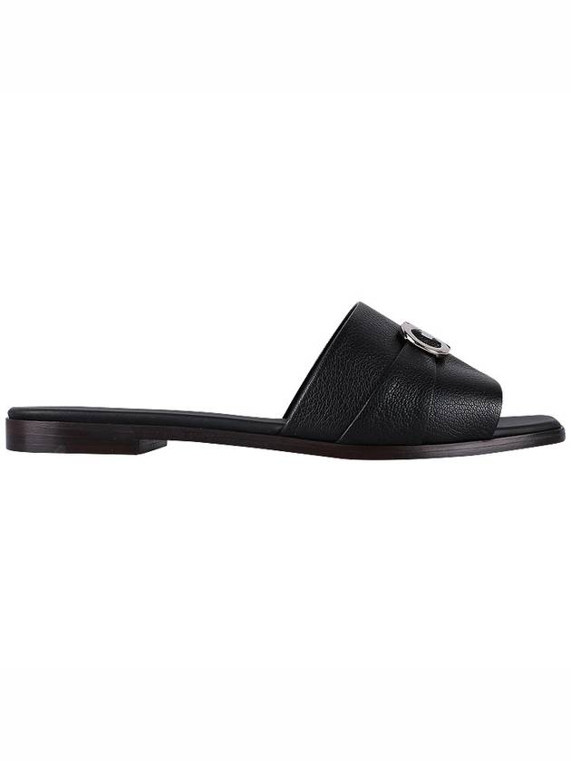 Gancini Leather Slippers Black - SALVATORE FERRAGAMO - BALAAN 4