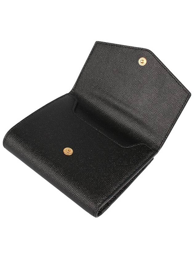 Uptown Compact Grain De Poudre Embossed Leather Halfwallet Black - SAINT LAURENT - BALAAN 8