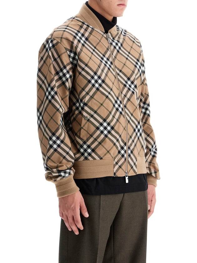 Harrington Check Wool Blend Zip-Up Jacket Brown - BURBERRY - BALAAN 3