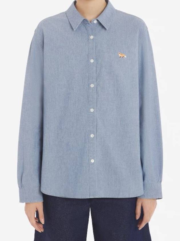 Baby Fox Regular Fit Shirt Denim Indigo Women s - MAISON KITSUNE - BALAAN 4