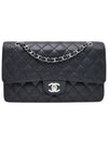 A01112 Caviar Black Classic Medium Silver Chain Shoulder Bag - CHANEL - BALAAN 1