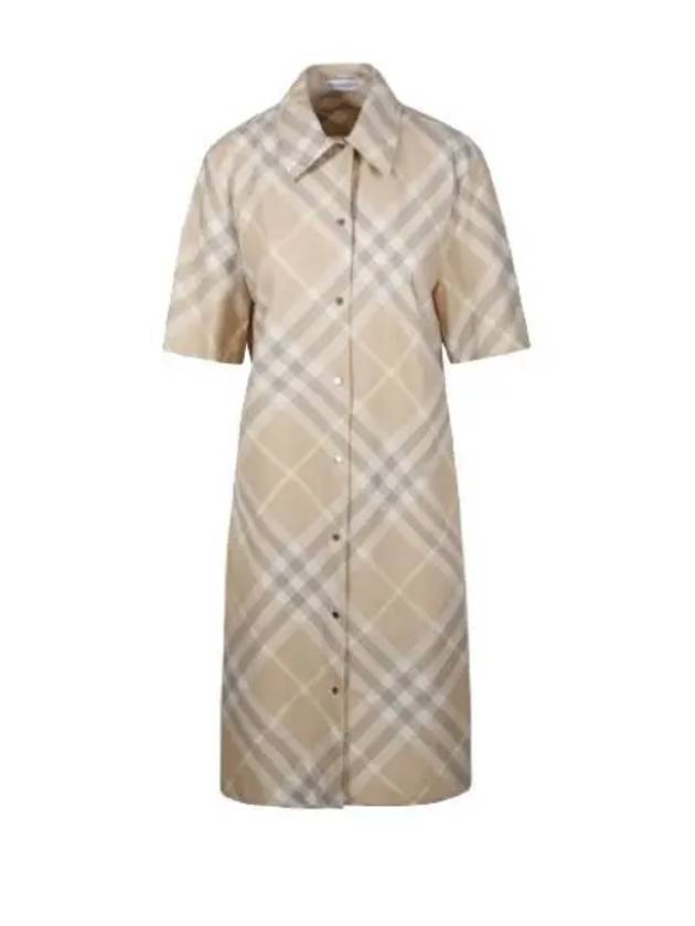 Check Cotton Midi Dress Beige - BURBERRY - BALAAN 2