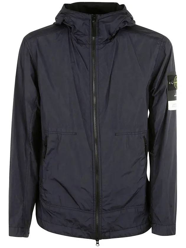 Crinkle Wappen Patch Hoodie Jacket Navy - STONE ISLAND - BALAAN 2