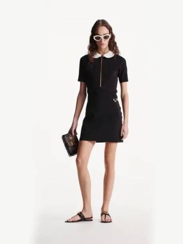 Technical Jersey Peter Pan Collar Midi Dress Black - LOUIS VUITTON - BALAAN 2