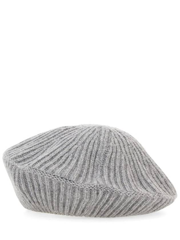 Logo Rib Edge Wool Beret Paloma Melange - GANNI - BALAAN 4