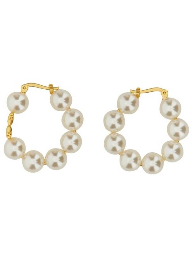 Women's Kira Hoop Logo Pearl Earrings White - TORY BURCH - BALAAN 4