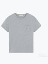 Tricolor Fox Patch Classic Pocket Short Sleeve T-Shirt Grey - MAISON KITSUNE - BALAAN 2