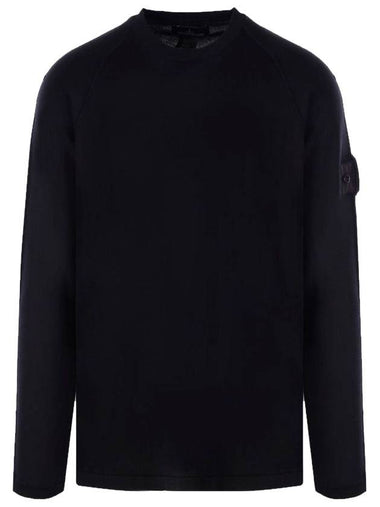 Wappen Patch Crew Neck Knit Top Black - STONE ISLAND - BALAAN 1