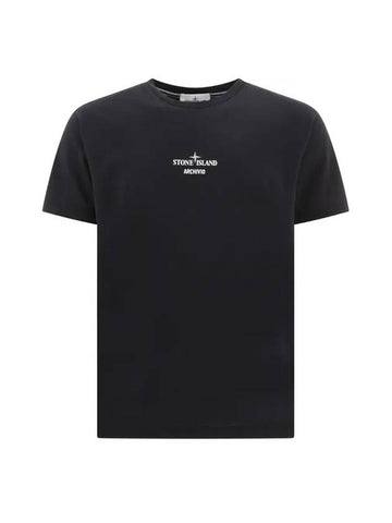 Archivio PVC Print Short Sleeve T-Shirt Black - STONE ISLAND - BALAAN 1