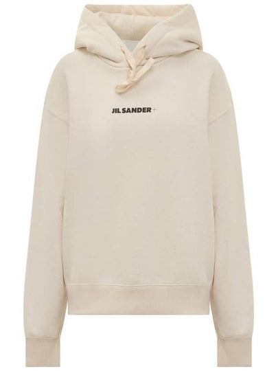 Logo Print Cotton Hoodie Cream - JIL SANDER - BALAAN 2