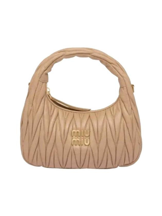 Wander Materasse Nappa Leather Mini Hobo Tote Bag Beige - MIU MIU - BALAAN 1