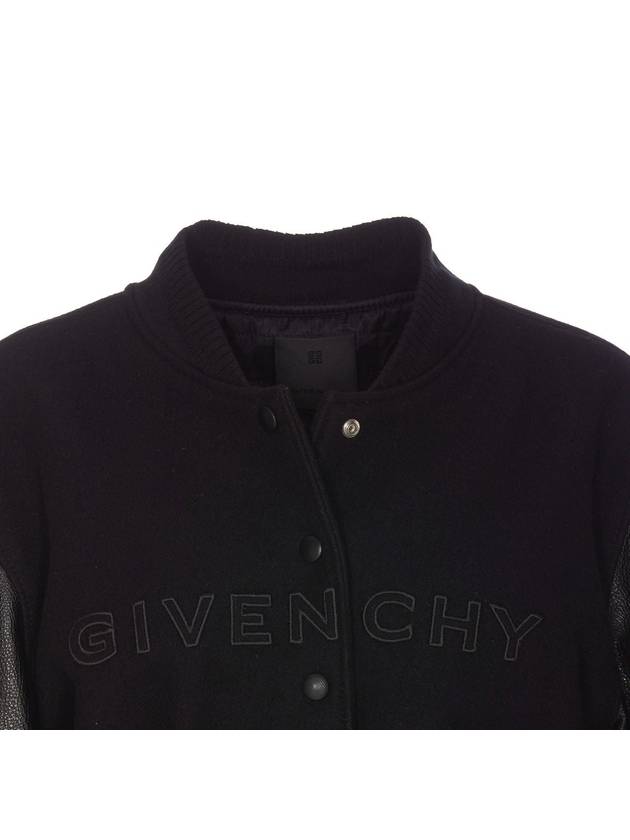 Embossed 4G Emblem Cropped Varsity Bomber Jacket Black - GIVENCHY - BALAAN 5