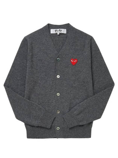 Heart Wappen Wool Cardigan Dark Grey - COMME DES GARCONS PLAY - BALAAN 2