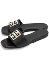 4G Silver Logo Leather Slippers Black - GIVENCHY - BALAAN.