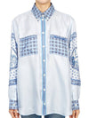 Monuments Print Silk Oversized Short Sleeve T-Shirt Blue - BURBERRY - BALAAN 4